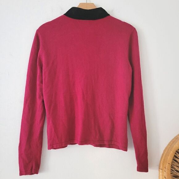 Talbots Silk/Cashmere Button Down Cardigan Sweater Magenta M - Picture 3 of 6